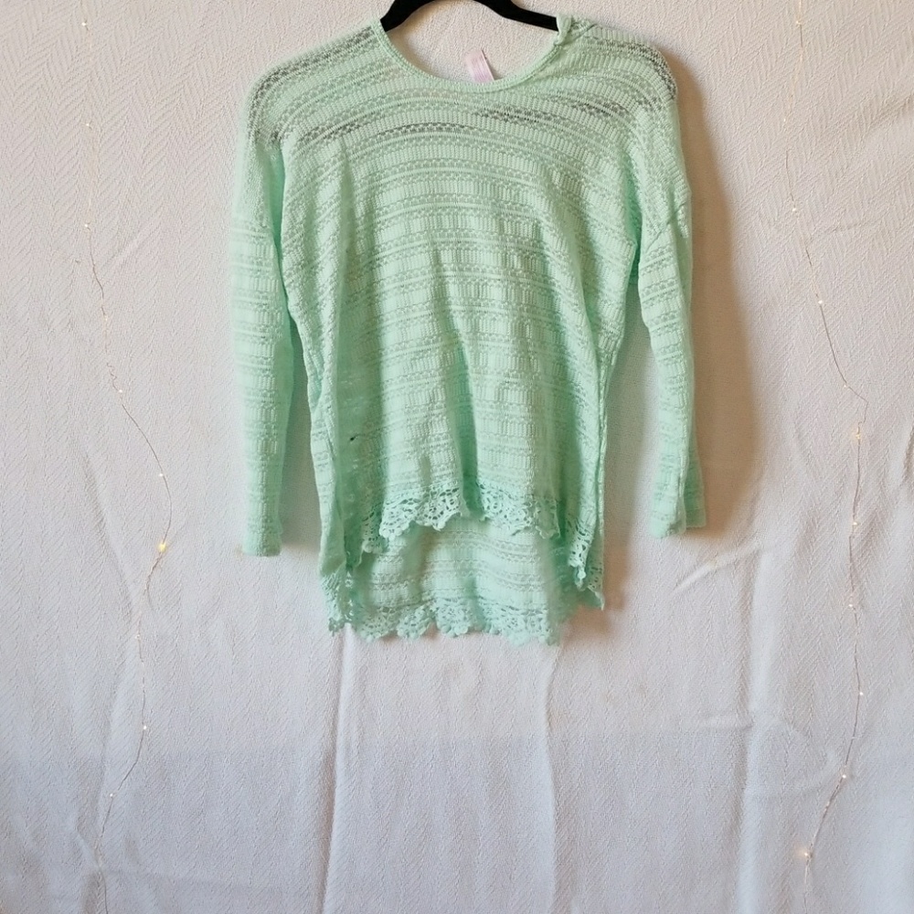 Teal laced long sleeve- hooded